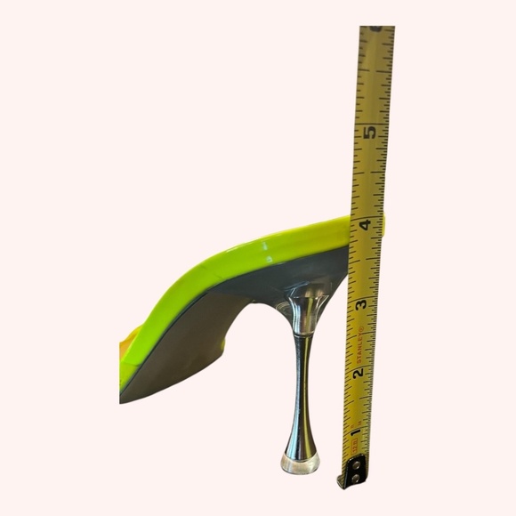 Mach & Mach Neon Yellow Square Toed Double Bow Italian PVC Mules Size EU 39/39.5 - Picture 7 of 10